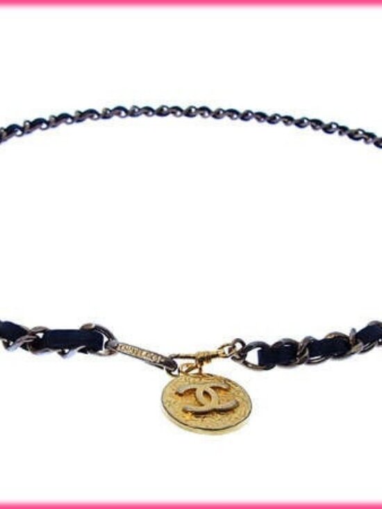 CHANEL belt Black x Gold Women Authentic secondhand